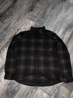 Express Black and Brown Plaid Button-Down Shirt